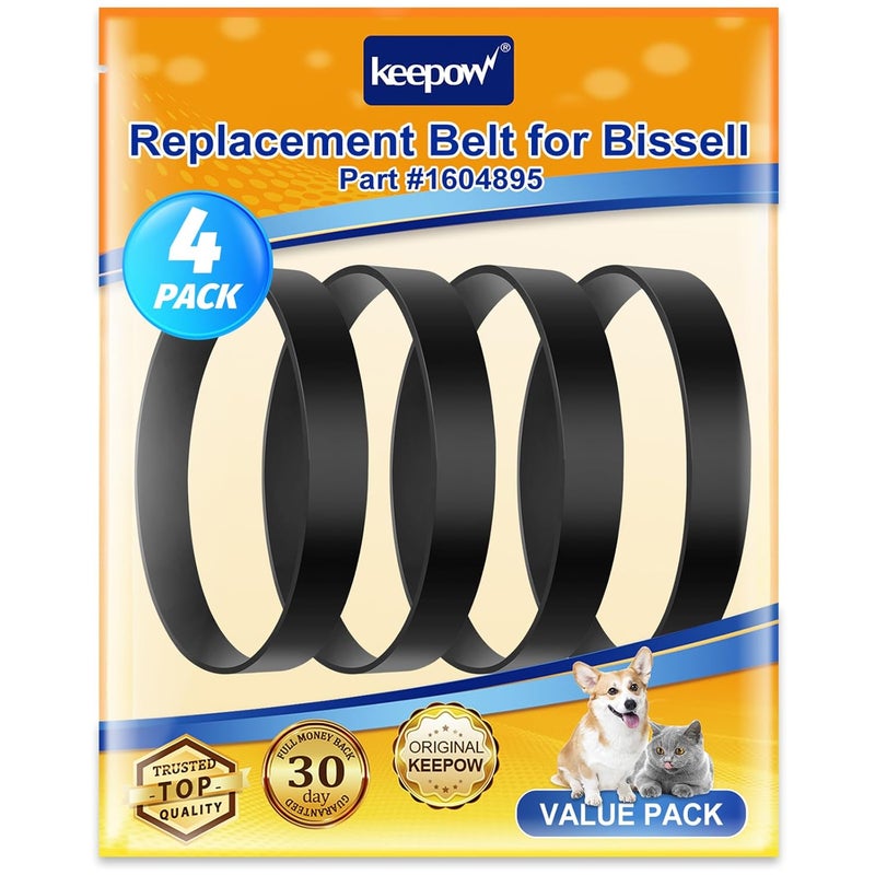 KEEPOW Style P/N 1604895 Belt for Bissell Powerforce Compact, 1604895 Vacuum Belt for Bissell Model 3508, 2112, 1520, 2690, 23T7, 23T7V, 3130, 21129, Replace Part 1604895/2037034 (4 Pack) - Image 1